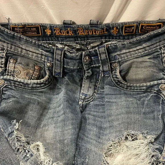 Mens straight leg rock revival jeans